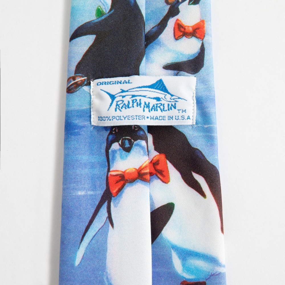 Ralph Marlin Penguin Christmas Novelty Tie Made in USA‎ - Picture 9 of 12